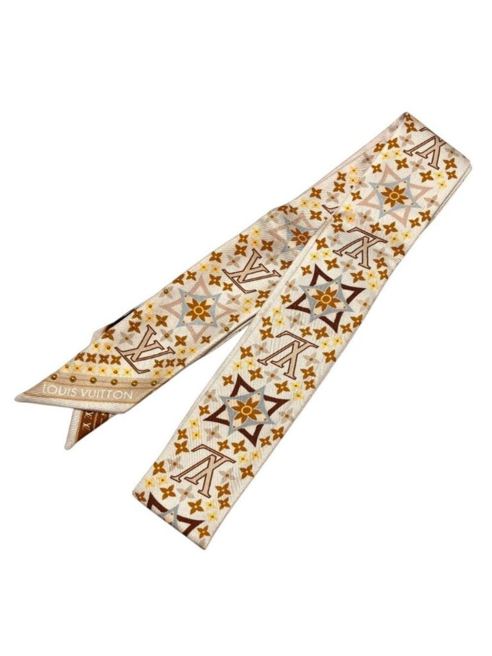 Louis Vuitton Bandeau BB Studs Narrow Scarf Beige Brown